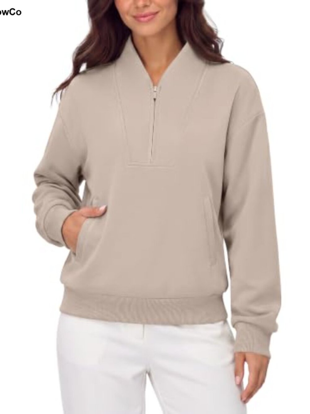 Women's Half Zip Oversized Sweatshirt Fleece Pullover Workout